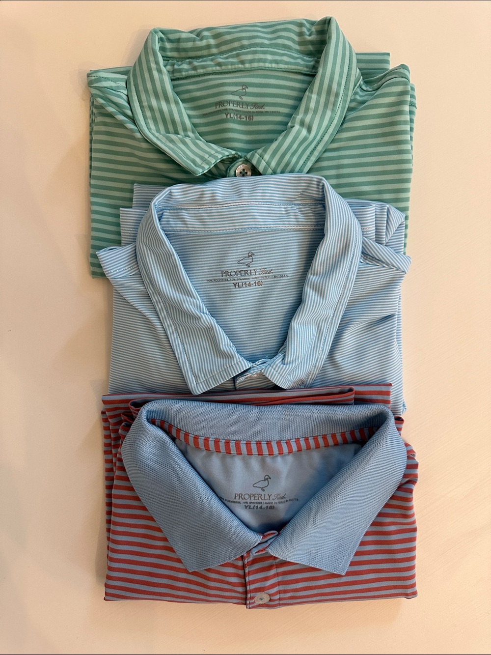 Boys Properly Tied Striped Polo Lot of 3- 14/16